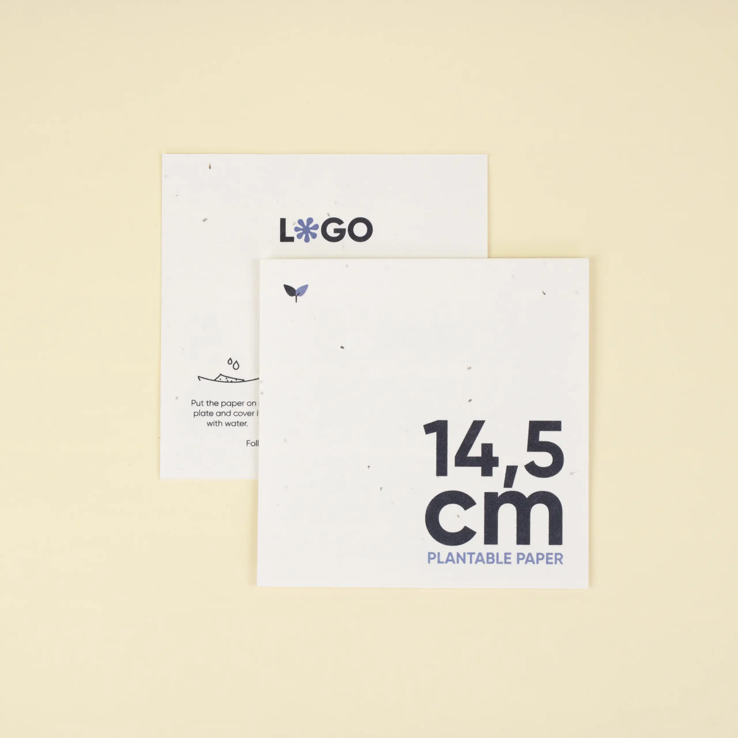 SEED PAPER:  Square card. 14,5×14,5 cm.